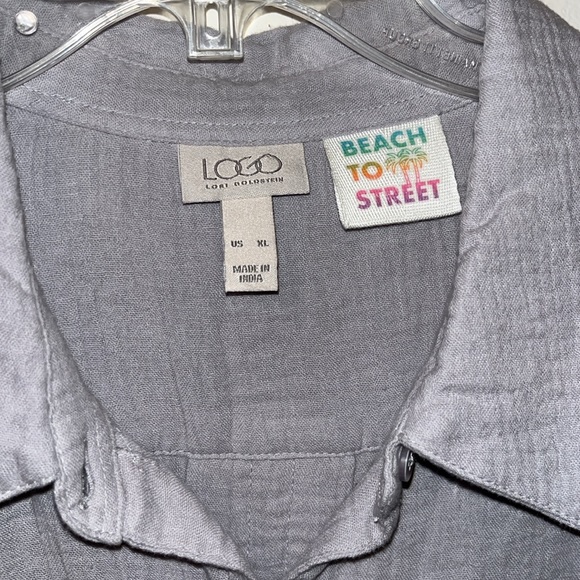 LOGO Lori Goldstein Cotton Gauze Button Down Size XL - Picture 2 of 4